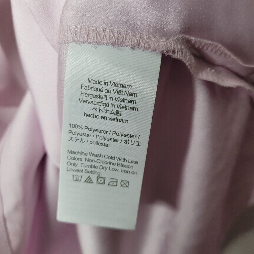 J Crew Pink Puff Sleeve Keyhole Neckline Crepe Top Blouse BL712 Women Sz Lg tall - Picture 5 of 9